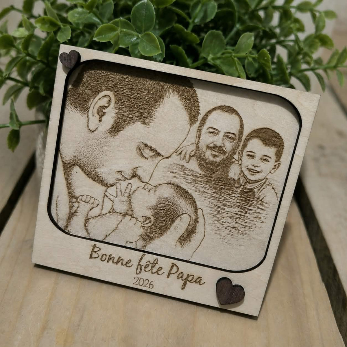 Magnet polaroïd personnalisé en bois - Portrait