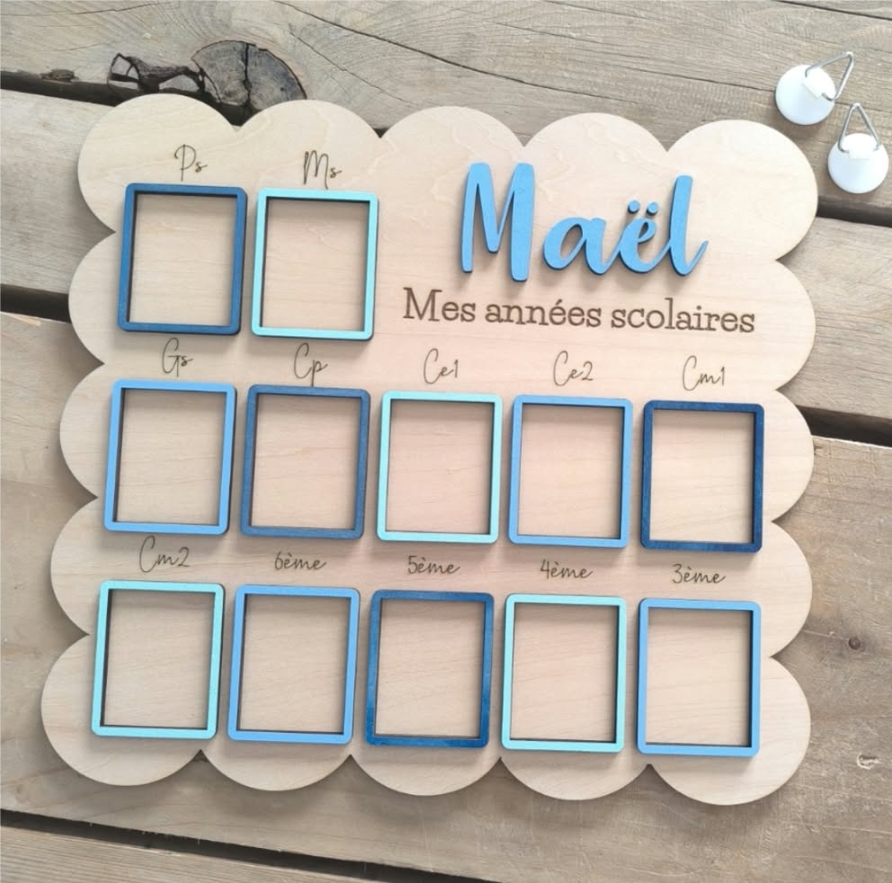Tableau scolaire en bois personnalisé - de la petite section à la 3ème