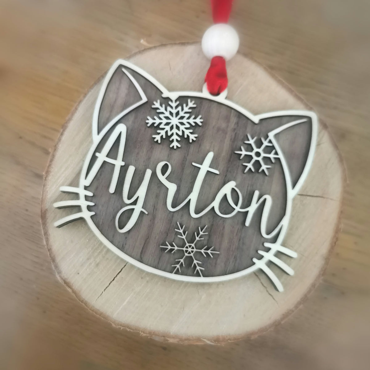 Suspension de Noël personnalisée - Tête de chat