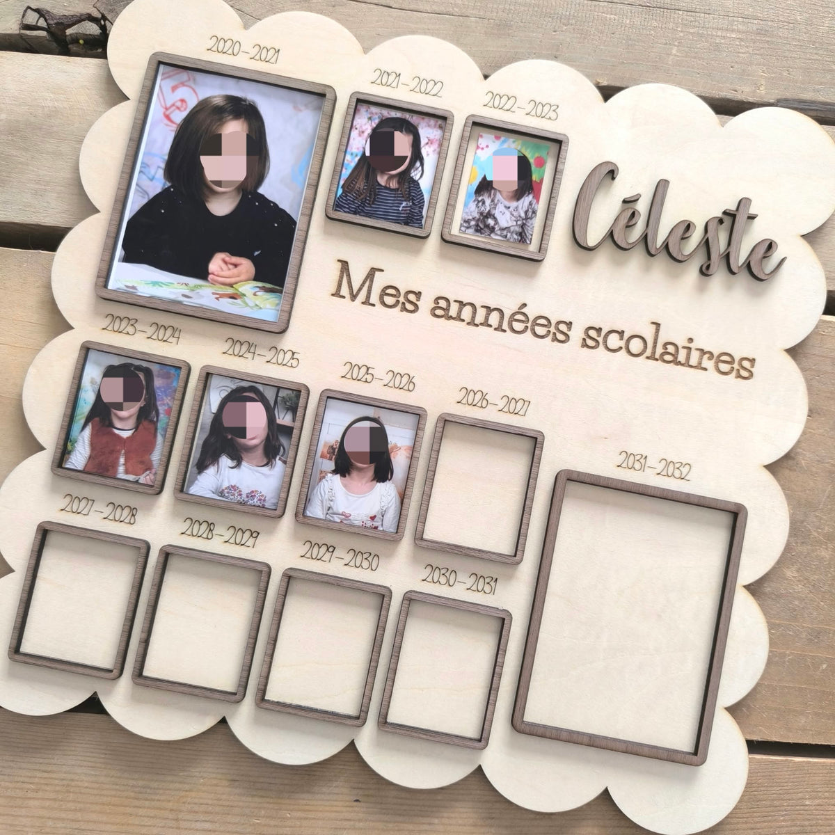 Tableau scolaire en bois personnalisé - De la petite section à la 3ème