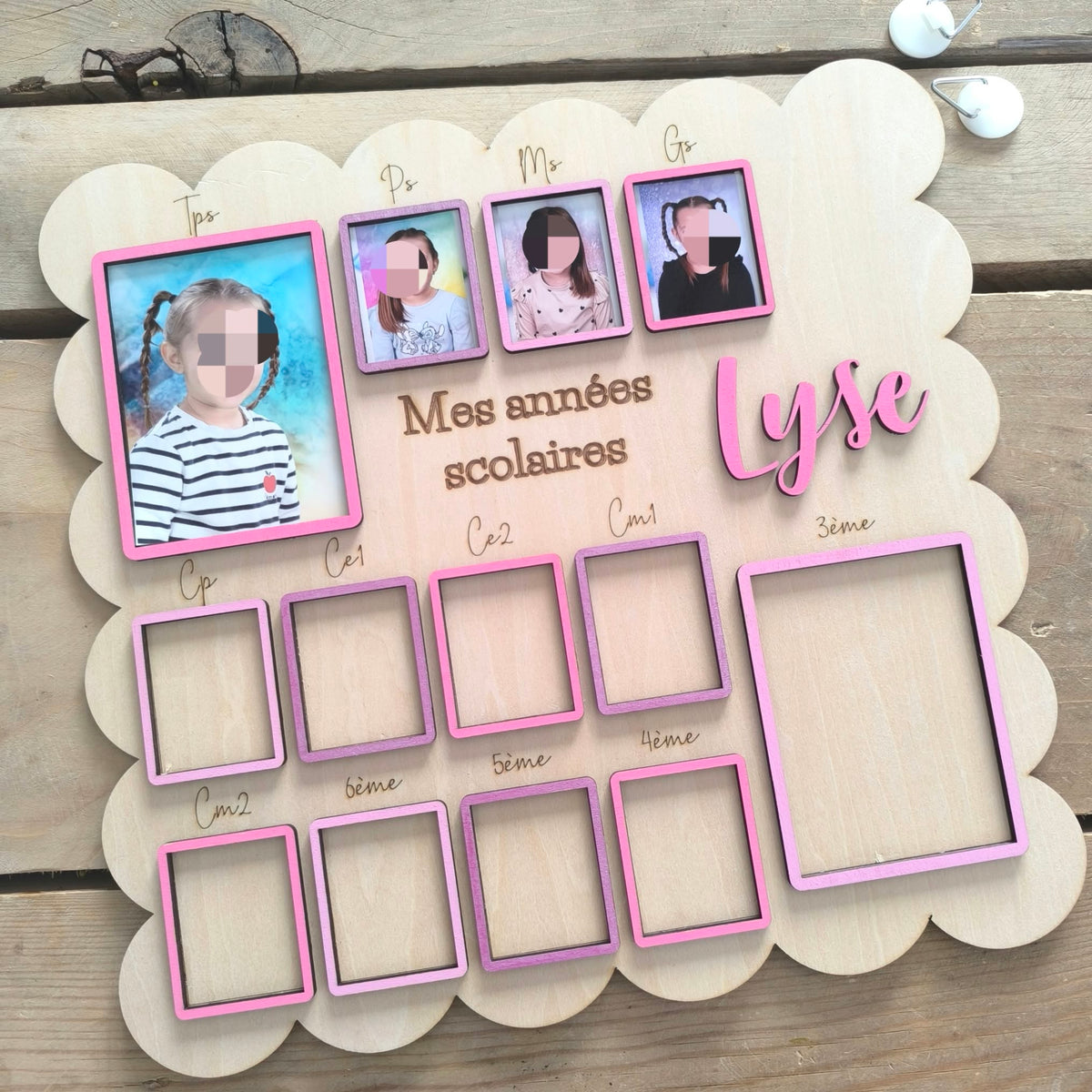 Tableau scolaire en bois personnalisé - de la toute petite section à la 3ème