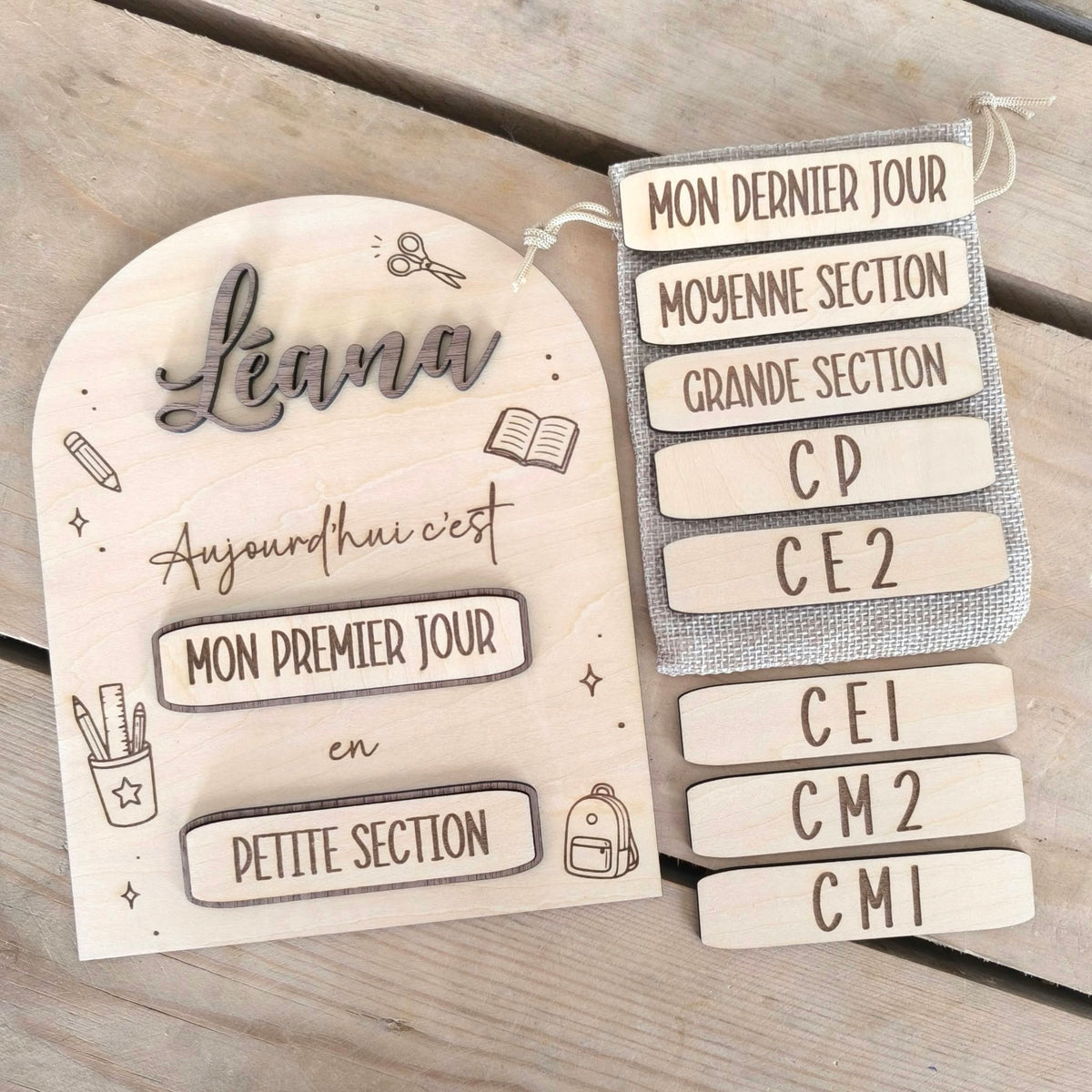 Panneau scolaire personnalisé - De la petite section au CM2