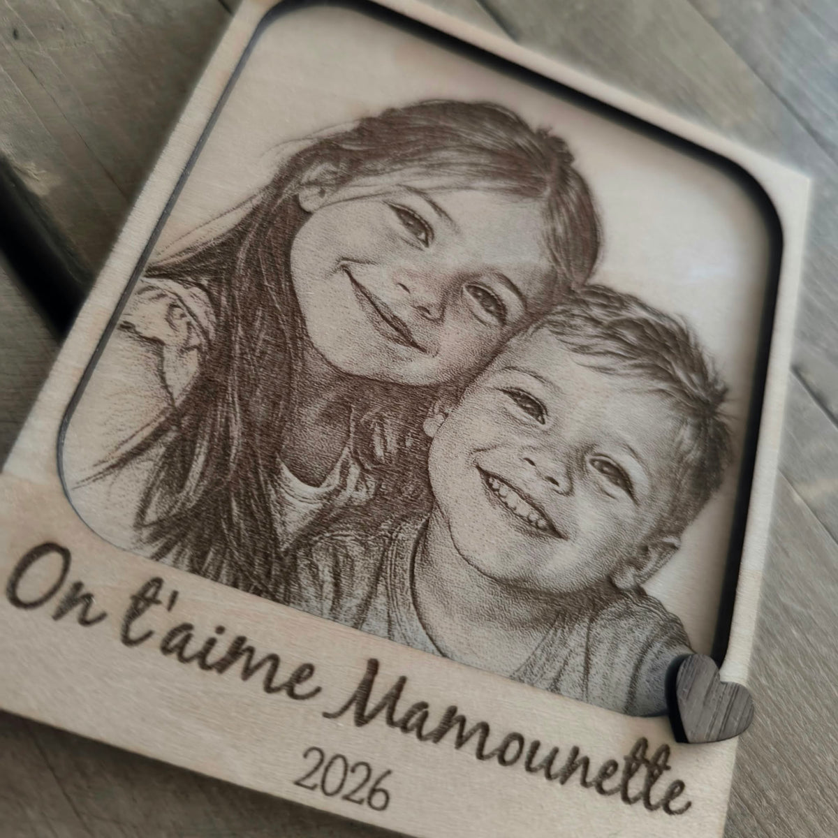 Magnet polaroïd personnalisé en bois - Portrait