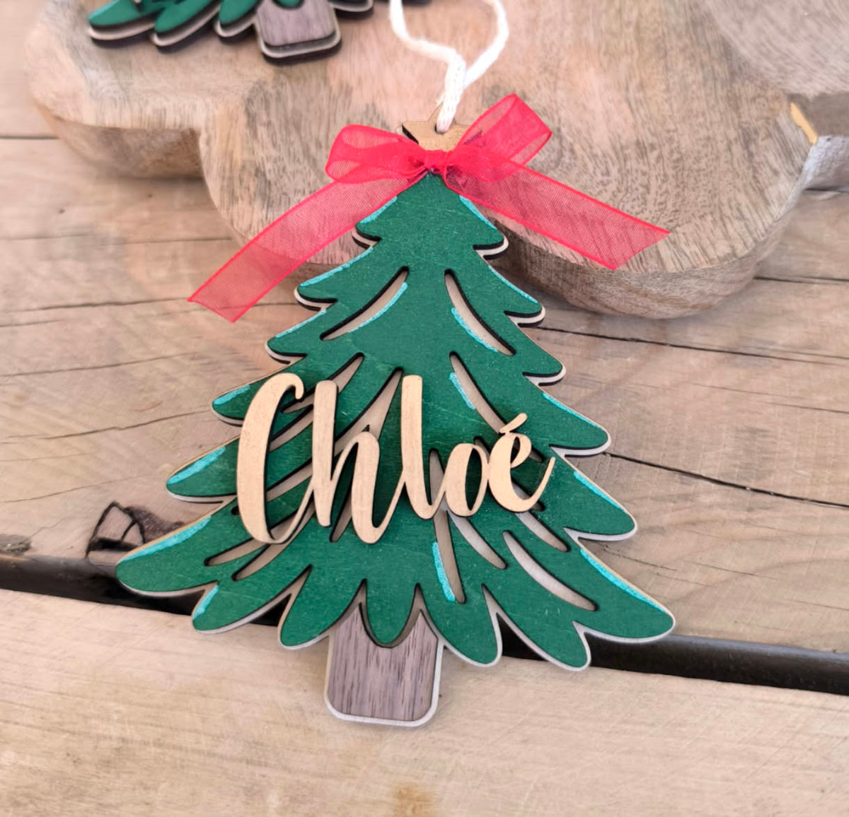 Suspension de Noël personnalisée - Sapin avec Prénom doré