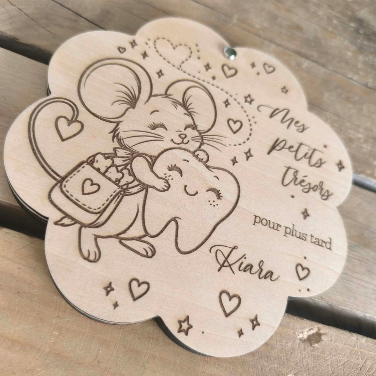 Rangement pour dents de lait en bois personnalisée - La petite souris