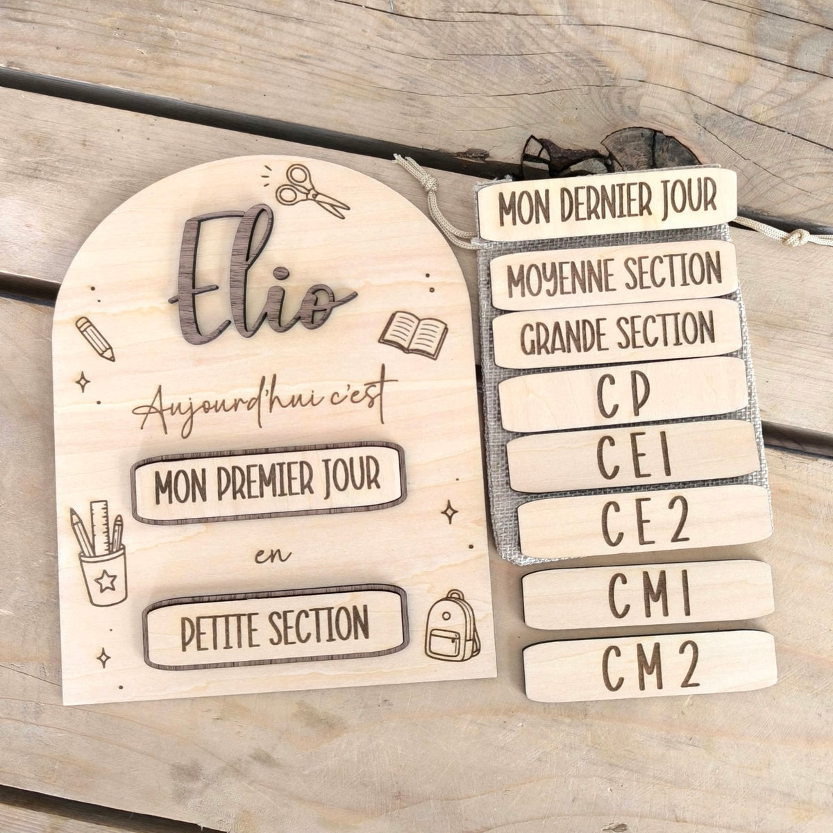 Panneau scolaire personnalisé - De la petite section au CM2