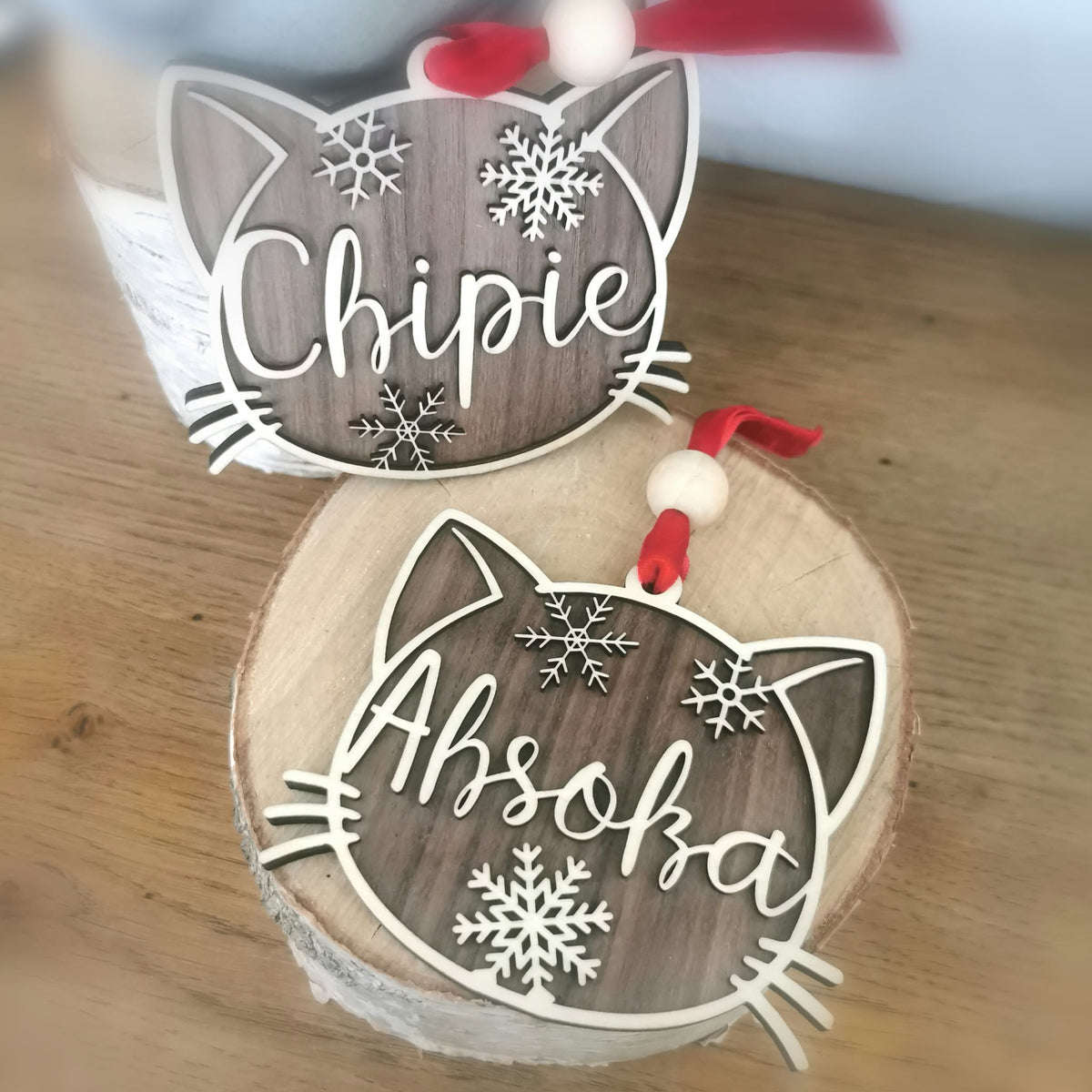 Suspension de Noël personnalisée - Tête de chat