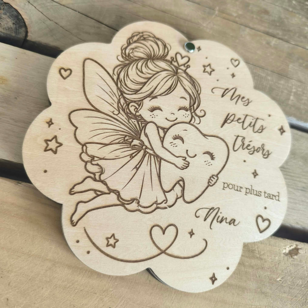 Rangement pour dents de lait en bois personnalisée - Fée des dents
