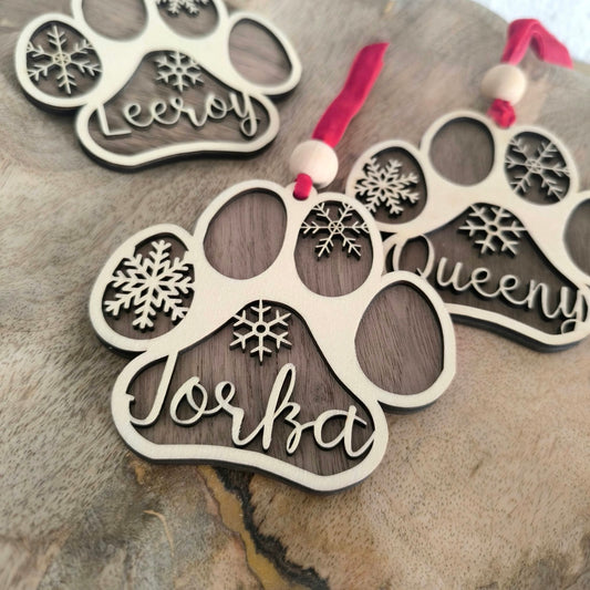 Suspension de Noël personnalisée - Patte de chien