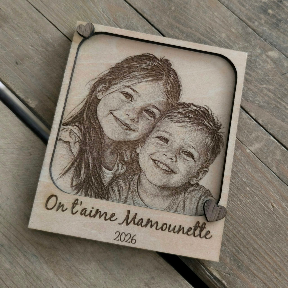 Magnet polaroïd personnalisé en bois - Portrait