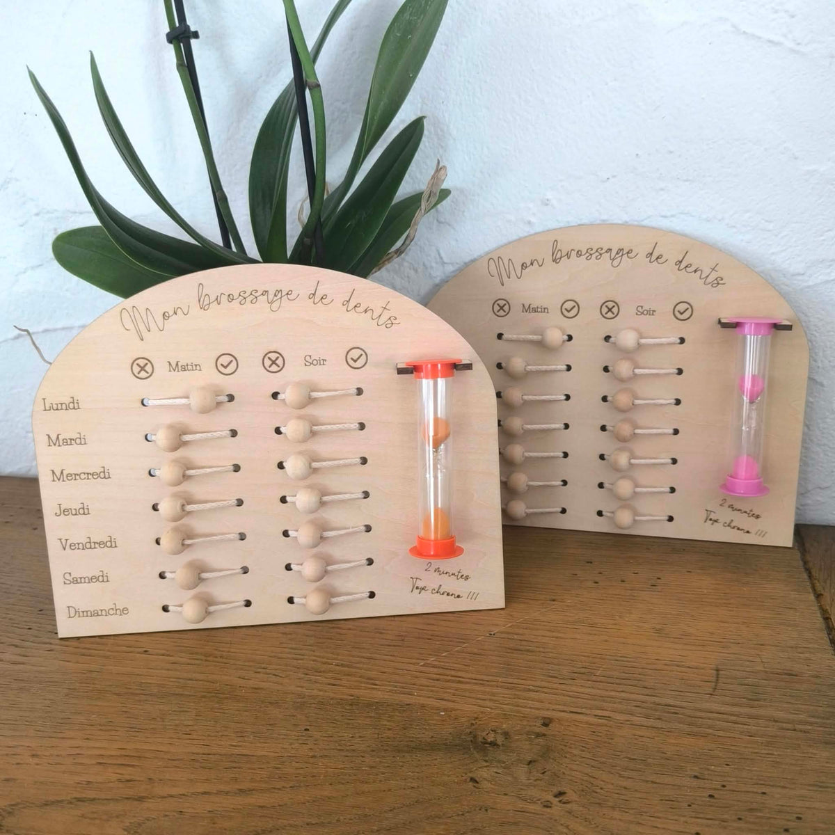 tableau rituel du brossage de dents en bois pour enfants