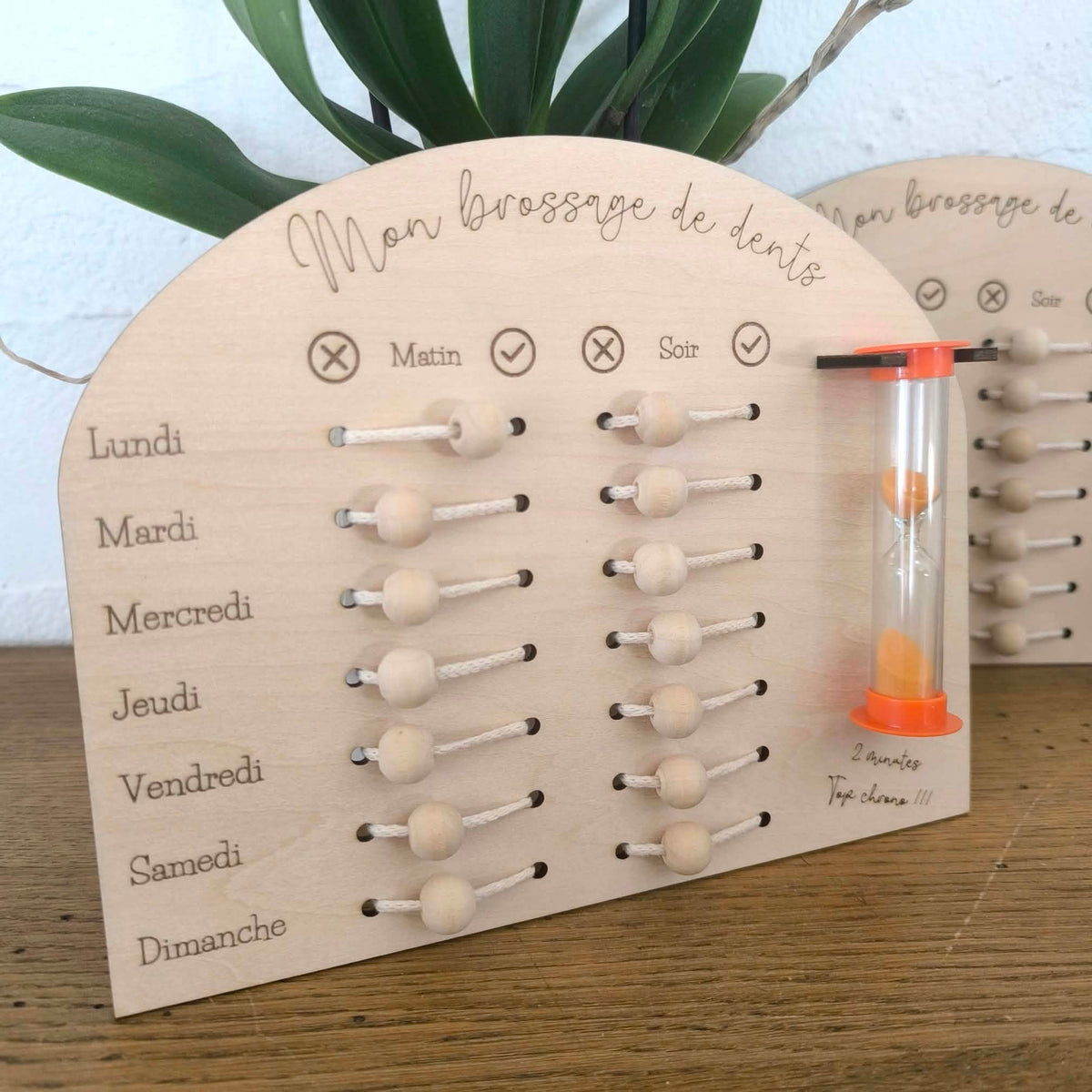 tableau rituel du brossage de dents en bois pour enfants