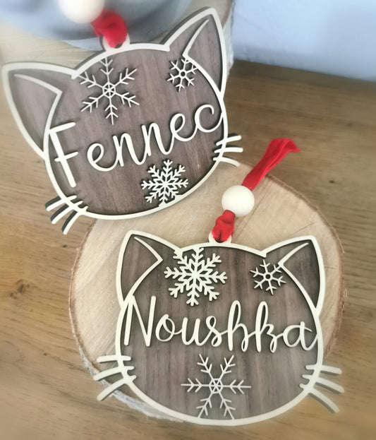 Suspension de Noël personnalisée - Tête de chat