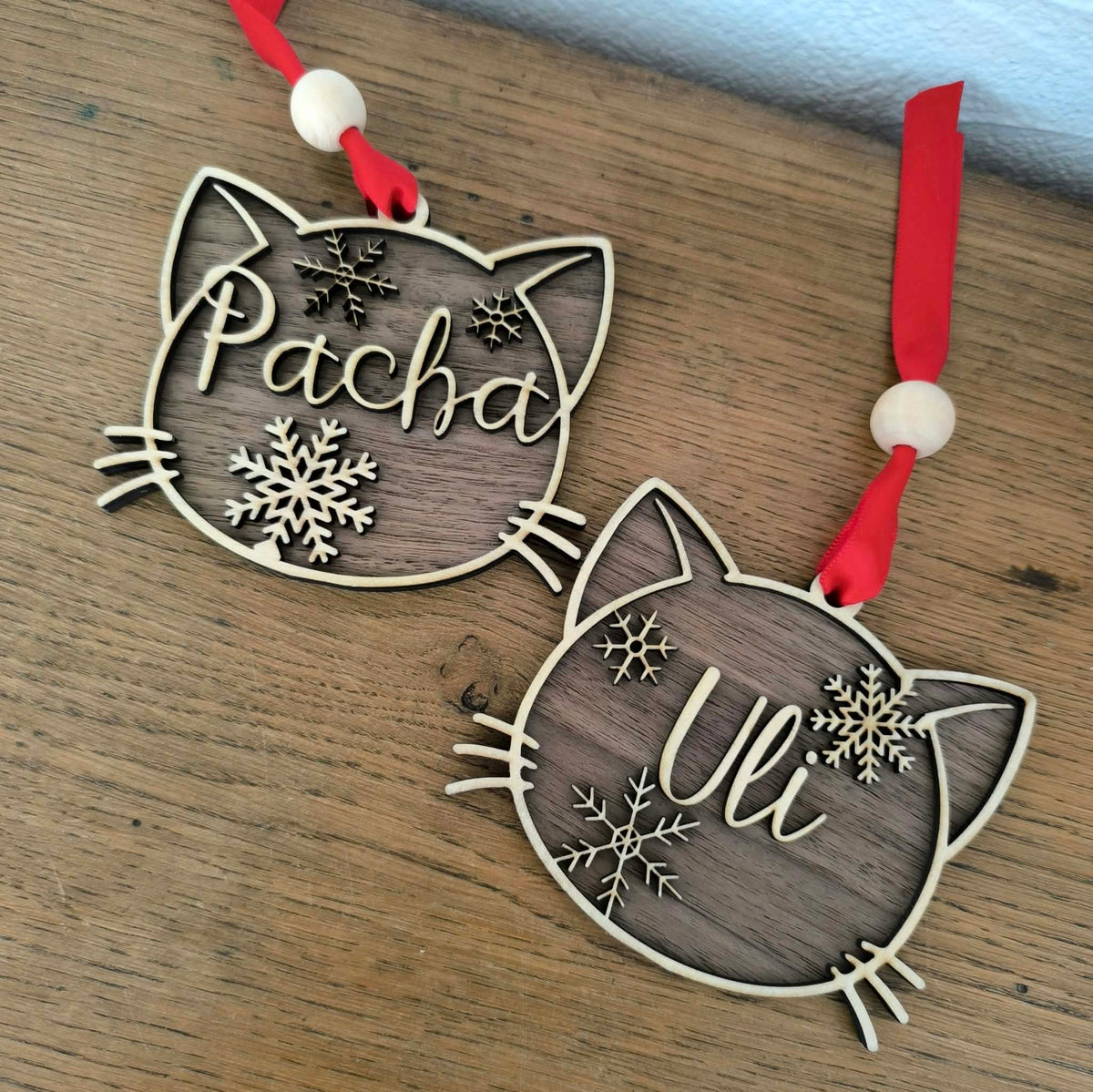 Suspension de Noël personnalisée - Tête de chat