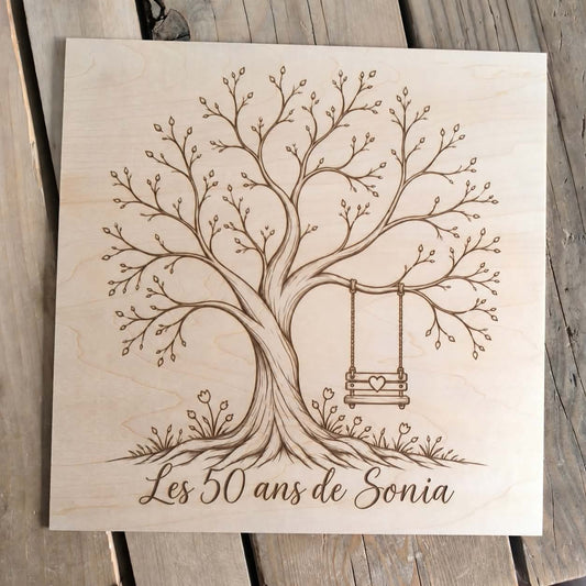Arbre à empruntes personnalisé en bois