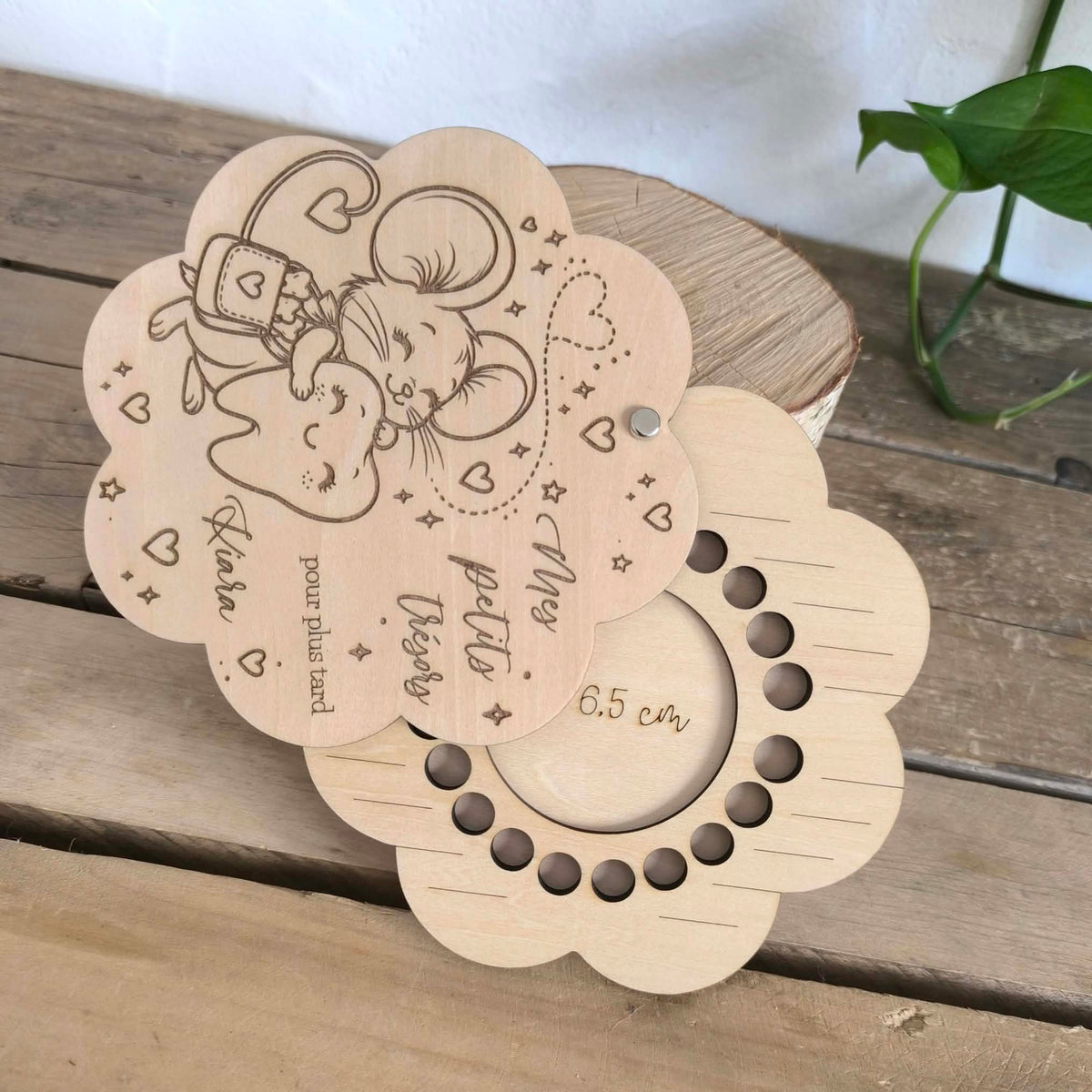 Rangement pour dents de lait en bois personnalisée - La petite souris